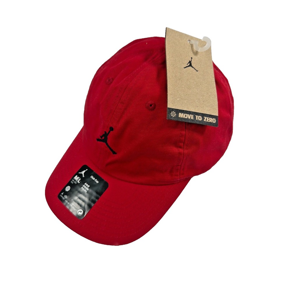Jordan Club Cap Embroidered Jumpman Logo Strapback Dad Hat Gym Red M L NWT